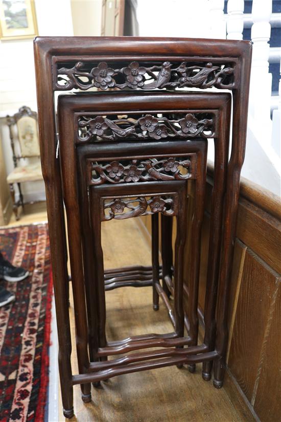 A nest of four Chinese rosewood tables, early 20th century W.42cm